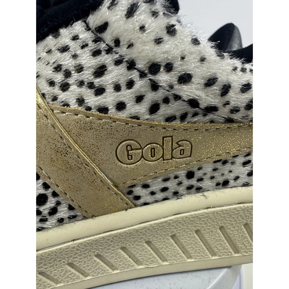 Gola Superslam Women's Sneakers Low Top Black Gold Cheetah Faux Fur Size 9‎ - Picture 3 of 14